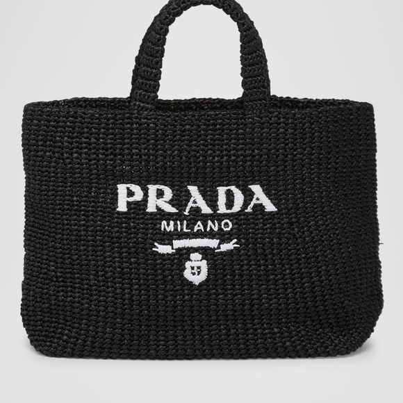 Prada Handbags - Prada Large Black and White Crochet Handbag